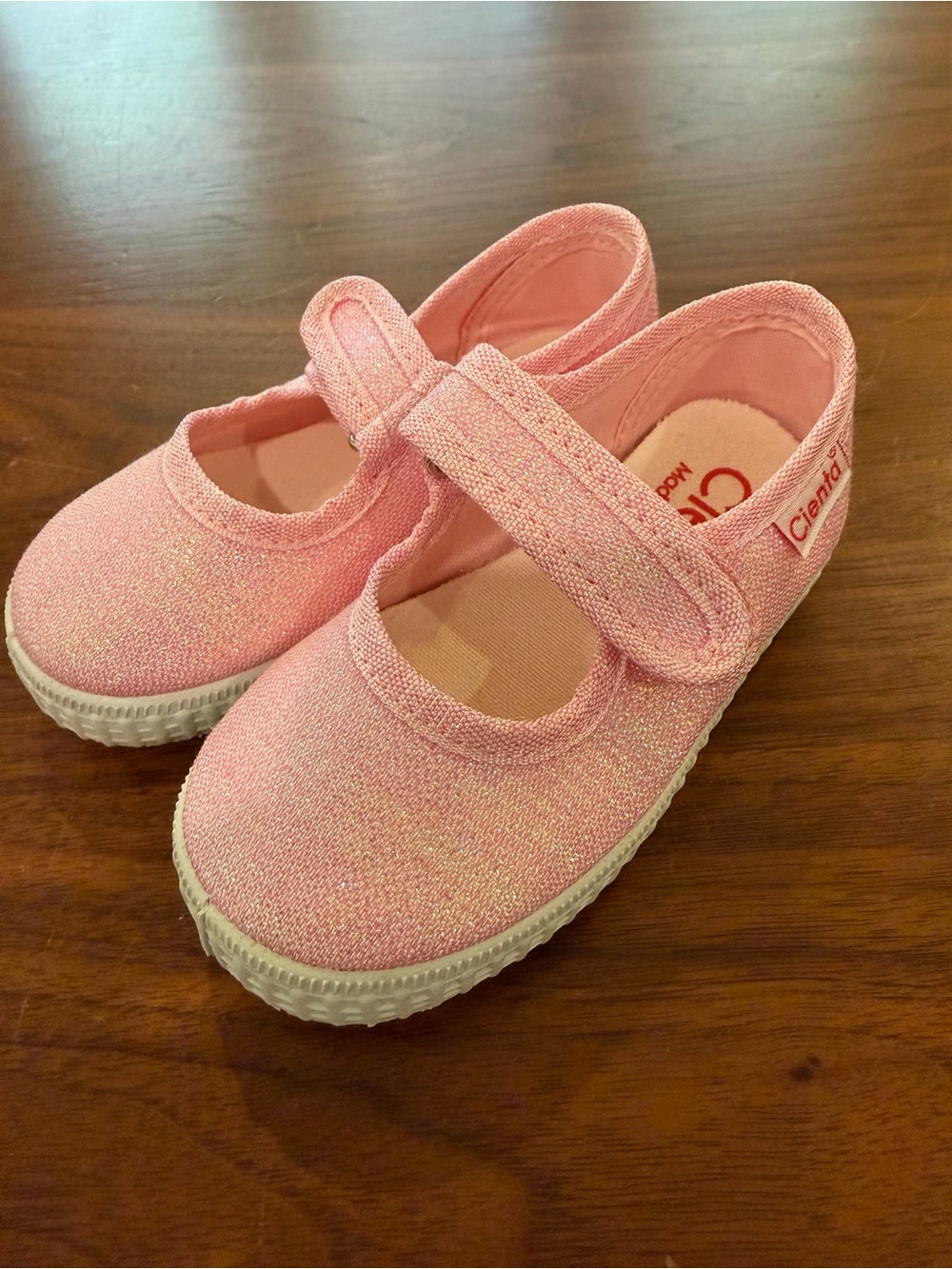 Cienta Pink Glitter Mary Jane Canvas Shoes